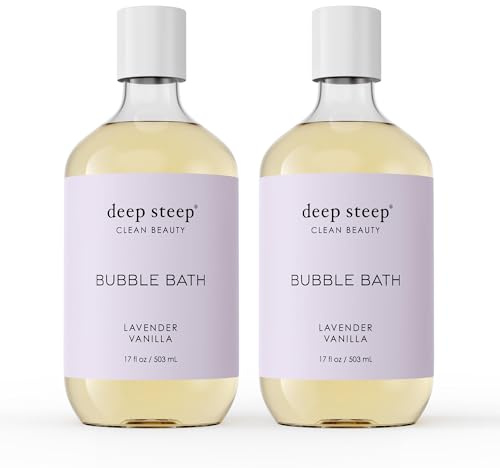Deep Steep Bubble Bath, Lavender Vanilla 17 oz (Pack of 2) – Hypoallergenic, Clinically Tested Soothing Soak with Shea Butter & Argan Oil – Sulfate-Free