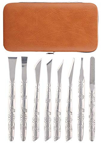 Burin Pedicure,8Pcs Acier Inoxydable Rasoir Pour Corne,Kin,Ensemble De Couteaux De Pédicure,Dissolvant De Callosités Pour Les Pieds,Sgorbia Par Pédicure,Sgorbia Par Pédicure 8 Pièces En Acier Inoxydab