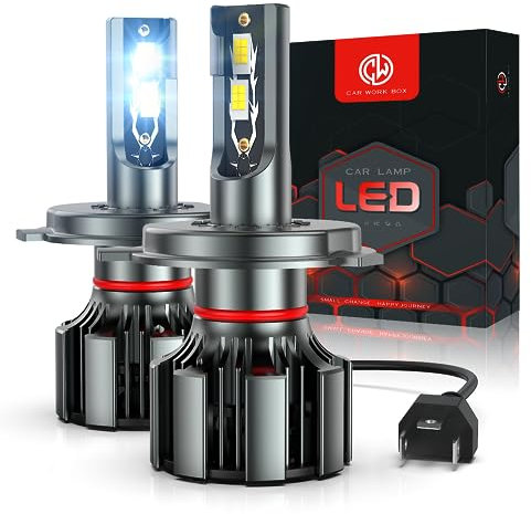 CAR WORK BOX Bombillas H4 LED 16000LM 80W, 6500k Blanco H4 Lámpara de Faro LED Para Coche, 400% Más Brillante Que la Halógena