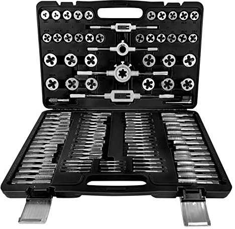 VA-Cerulean Gewindeschneidsatz, 110-tlg Gewindebohrer und Schneideisen Set mit Kunststoff Koffer, Metrisch M2-M18, Werkzeugkoffer für Heimwerker und Profis