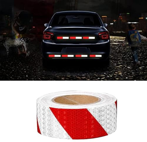 NOLACE Reflektorband Selbstklebend Rot Weiß 10m x 5cm Warnmarkierung | Reflektierendes Band Wasserdicht - Warnaufkleber Sicherheitsband für Anhänger LKW Boote Fahrzeuge Fahrrad
