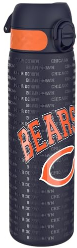NFL Chicago Bears Lätt Vattenflaska I Stål, 600 ml/20 oz, Ej Isolerad, Läckagesäker, Lätt Att Öppna, Säker Låsning, Diskmaskinssäker, Fällbart Lock, Passar Mugghållare, Lätt att Rengöra