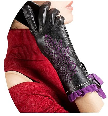 Wvapzxx Damen Lederhandschuhe Herbst Winter Warme Schaffell Fahrhandschuhe