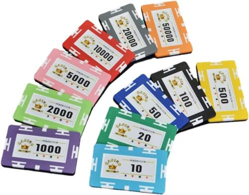 AtKits 25-teiliges professionelles Pokerchip-Set, Casino-Chips Monte Carlo, rechteckiges 29-Gramm-Pokerset aus Ton, Texas Holdem Blackjack Pokerchips (Color : 25 Price, Size : $1000)