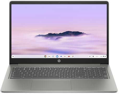 HP Chromebook Plus - Ordenador portátil de Google 15.6 FHD (i3-N305, 8GB RAM, 256GB, ChromeOS) + Suscripción Google AI Pro con Gemini Pro y 2TB de Almacenamiento Durante 1 año - QWERTY Español