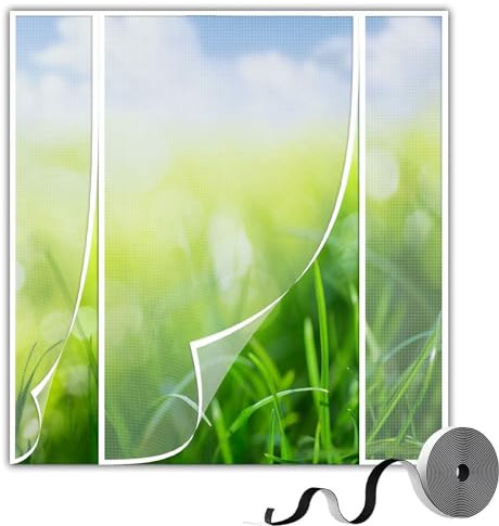 Magnet Fliegengitter Tür 195x210cm, Weiß Fiberglas Netz Insektenschutz Balkontür Magnetvorhang Doppelter Seitliche Öffnung für Doppeltür Schiebetür Terrassentür Moskitonetz, Ohne Bohren