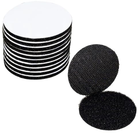 BAVALIN 10 Paia Nastro Autoadesivo - Nero Hook Loop Autoadesivo 5 cm Rotondo Pad Biadesivo Riutilizzabile Nastro Biadesivo Per Tessuti Hook Loop per Casa Ufficio
