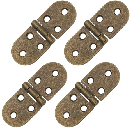 QUARKZMAN Bisagra de Mesa Plegable 4 Piezas Hierro de 270 Grados Con Borde Redondo para Máquina de Coser Bandeja de Mayordomo para Muebles (Bronce 3.2 x 1.2)