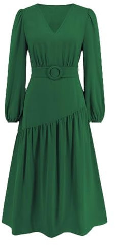 Europäisches und amerikas Damen-Winterkleid mit V-Ausschnitt und langem Rock im neuen heißen Stil-LQ639-lv-M