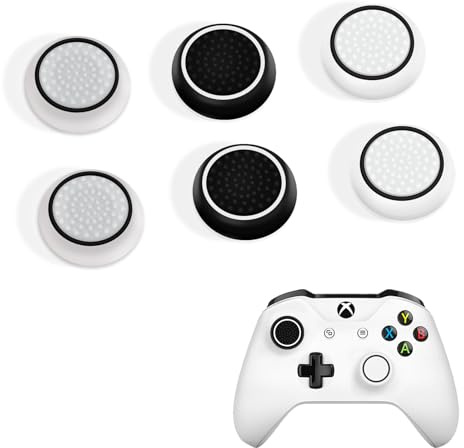 DLseego Thumbstick Grip Caps for Xbox PS4 PS5 Controller,6PCS Silicone Thumb Stick Grip Cover Dots Studded Design Joystick Controller,White