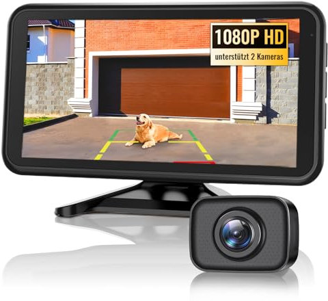 AUTO-VOX W12 Rückfahrkamera Kabellos Auto: 5 LCD 1080P Rückfahrkamera Funk unterstützt 2 Kameras, Rückfahrkameras Nachrüsten mit Stabilem Signal, IP69K Wasserdichter,Nachtsicht für AUTO LKW Wohnmobil