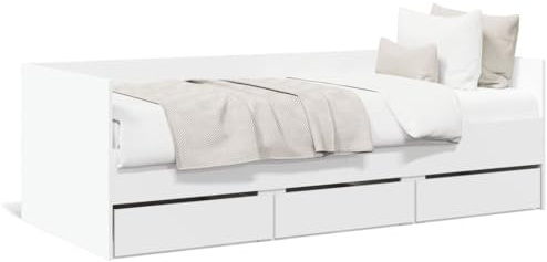 IKAYAA Tagesbett 90x200 mit 3 Schubladen Bett mit Stauraum Schlafsofa Sofabett Einzelbetten 90x200 Jugendbett Gästebett-Weiß-90 x 200 cm