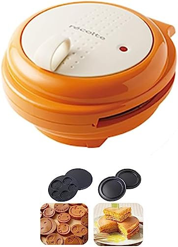 Máquina para hacer gofres, sandwichera, máquina para hacer gofres comercial, máquina para hacer galletas, máquina para hacer patatas fritas con plato extraíble para cafetería (Orange )