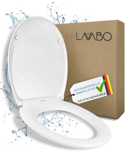 MYLAVABO Toilettensitz Toilettendeckel mit Absenkautomatik, Einfache Installation, 1-Klick-Funktion, Klodeckel, Klobrille, WC Sitz (Ovale Form)