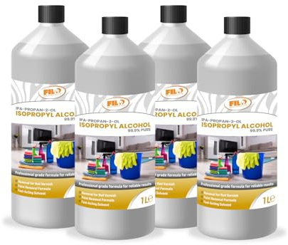 Filo Isopropyl Alcohol 99.9% IPA 4x 1L | High-purity Rubbing Alcohol for Cleaning & Degreasing | Isopropanol Cleaning Alcohol Disinfecting Ideal for Electronics, Glass and Solvent Use