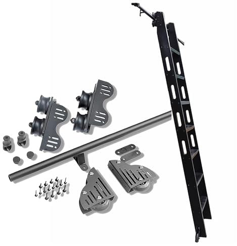 XEXENAMU 3.3ft-20ft Rolling Ladder Hardware Library Ladder Track Kit Telescope Sliding Ladder Rail Kit (No Ladder) Round Track/Rail + Extension Accessories, Library Mobile Ladder Track(19.7