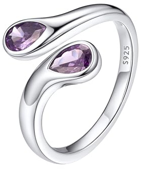 Bestyle Ringe Sterling Silber 925 Damen Verstellbare mit Geburtsstein | Silber/Gold Offen Damenring Verlobungsring Promise Ringe Anti Stress Ring Geburtstags Geschenk für Frauen