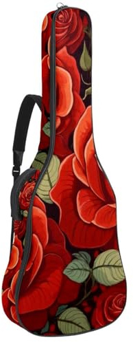Red Hearts Nahtlose Gitarrentasche, gepolsterter Rucksack für Akustikgitarre, Rucksack mit verstellbaren Schultergurttaschen, Mehrfarbig 04, 42.9x16.9x4.7 in, Lässiger Tagesrucksack