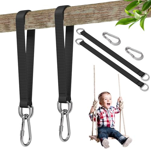 Qaestuan Hängematten Befestigung, mit Schwerlast Karabinern und D-Ringen, 50cm*25mm Schaukel Befestigung, TragbaresSwing Hanging Kit, für Baumschaukel Aufhängung Hängesessel