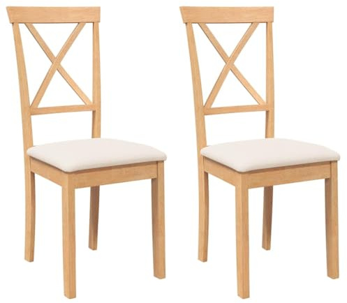 vidaXL Sillas de Comedor con Cojines 2 uds Madera Maciza Caucho, Silla de Comedor, Silla de Cocina, Asiento de Comedor, Silla, Silla de Sala de Estar