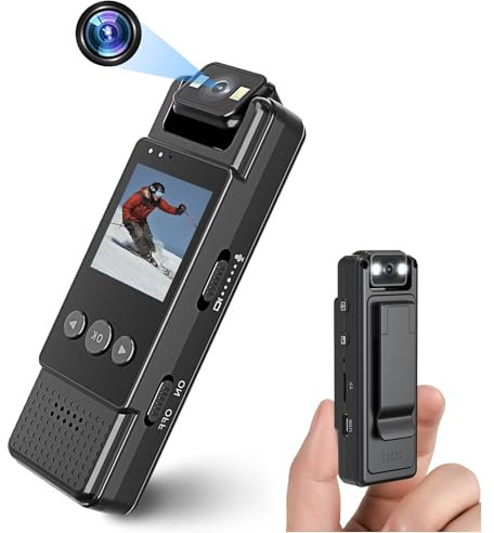 QZT Telecamera,Body Cam Polizia Videocamera e Audio 1080P Piccola Body Camera Personale con Foto, Rilevamento del Movimento, Visione Notturna, Telecamera Dash Cam per Sicurezza, Corsa