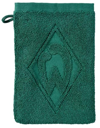 Werder Bremen SV GOTS Waschhandschuh Raute – Offizieller Fanartikel, Bio Baumwolle (GOTS Zertifiziert), weich & hautfreundlich, Waschlappen grün-weiß, nachhaltig