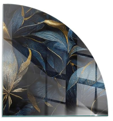 Funkenschutzplatte für Kamin 100x100 cm Glasboden Hitzeschutz Stilvollem Motiv Hartglas Elegantes Design Dekorative Glasbodenplatte Quadrant Schutzplatte - Elegante Blätter in der Textur
