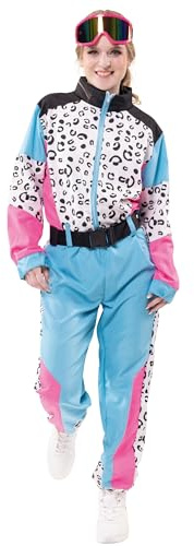 PartyXPeople Skioverall 2tlg. blau-pink | Unisex Karnevals-Kostüm | Retro Fun Verkleidung | 80er Schneeanzug witzig| inkl. Ski-Brille | blau-pink – 14935 Gr. S bis XL (XL)
