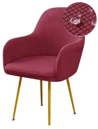 ABZDUNG Stretch-Esszimmerstuhlbezüge, wasserdicht, Jacquard, Stuhlhussen mit gebogener Rückenlehne und Armlehne, Abnehmbarer und waschbarer Bezug for Schminktisch, Party, Hotel(Burgundy,4 PCS)