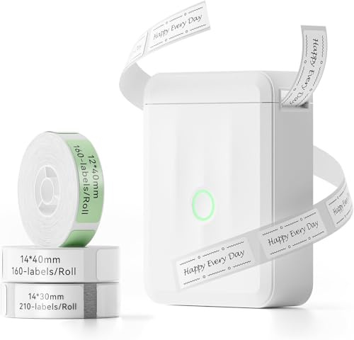 NIIMBOT D110 Mini Etichettatrice con 3 rotolo Etichette-Bianco