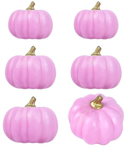 Pink Pumpkins Autumn Decorations, Mini Small Fake Pumpkin for Halloween Decorations Fall Autumn Decoration Thanksgiving, Artificial Pumpkins Home Table Decor F6-FSNG