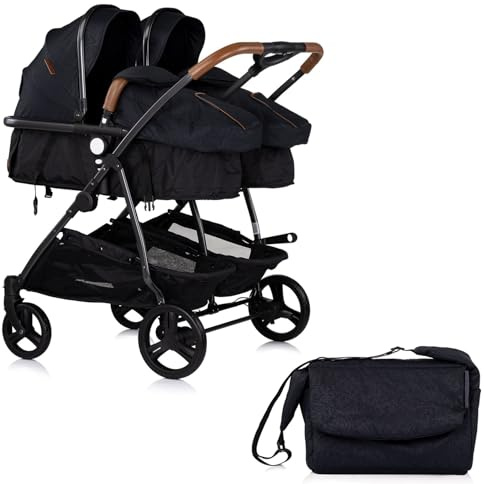 DUO SMART - Cochecito gemelos o niños juntos, ancho 79 cm, color negro sin acogedor