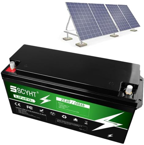 SSCYHT Batteria LiFePO4 24V 100Ah Batteria litio 100Ah Batterie ricaricabili 24V Batterie agli ioni di litio per energia solare, alimentazione di backup per motore 500W a 2400W