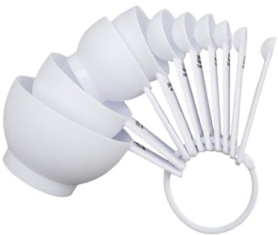 Toyvian Juego de Cucharas Medidoras para Hornear y Cocinar 10 Piezas, Tazas y Cucharas Medidoras Plásticas de Color Claro con Escala, Kit de Utensilios de Cocina para Medición Precisa