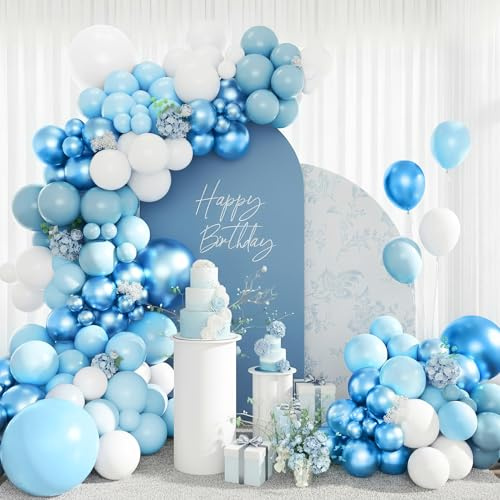 Olasfa Palloncini Blu e Bianchi 146 Pezzi Kit Arco Palloncini Rosa Pastello