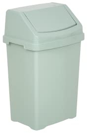 M1SS Small 8 Litre Silver Sage Swing Bin Plastic Waste Bin with Lid Dustbin | for Kitchen Bathroom Bedroom Office Toilet Utility Room Daily Use Space Saving Durable Plastic Household Rubbish Bin