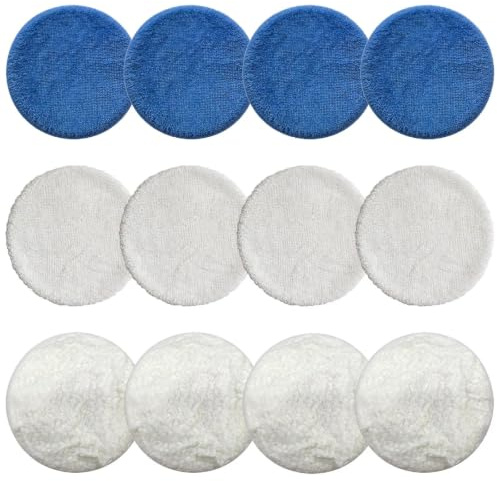 12 Stück Polierhauben Set,Mikrofaser Polierhaube Wachshauben Polierpads | 3 Materialien Polierkappe Polieraufsatz zum Auto Möbel Glas Bodenpolieren Wachsen