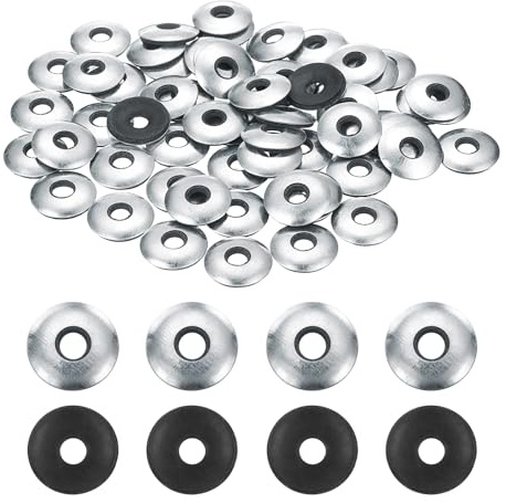 QUARKZMAN 120 Piezas De Arandelas De Sellado De Goma EPDM Unidas, 1/4 x 3/4 Arandelas De Goma Neopreno Con Hierro Galvanizado Para Tornillos, Pernos, Paneles Metálicos, Maquinaria