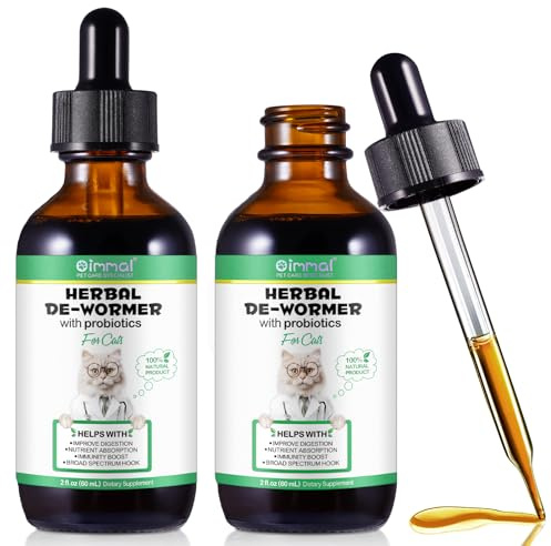 CJXHJY 2 Pack Wurmkur Katzen 60ml | mit Probiotika | Natürliche Entwurmungsmittel für Katzen | Wurmtropfen zur Vorbeugung und Bekämpfung von Parasiteninfektionen | Natürliche Formel zur Darmhygiene