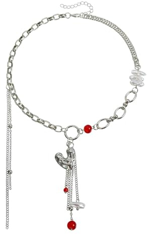 Xjdzineq 2 collana multicolore con ciondolo a forma di cuore con nappe staccabili, catena moderna per clavicola, versatile da indossare tutti i giorni/feste, giocosi gioielli per il collo pendenti