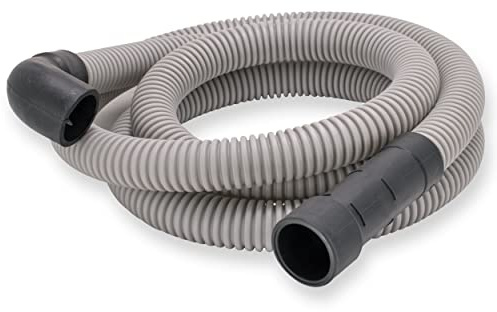 Eastman 6 Foot Dishwasher Drain Hose, Fit with 5/8 Inch, 7/8 Inch, or 1 Inch OD Drain Outlet, 90 Degree Rubber Elbow, Corrugated, Gray Polypropylene, 91227