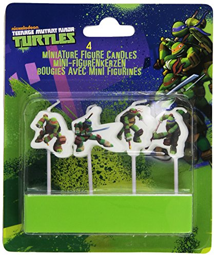 4 Mini-Figurenkerzen * TEENAGE MUTANT NINJA TURLTES * zur Dekoration von Kuchen bei Kindergeburtstag und Motto-Party // Kerzen