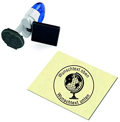 Geocaching Stamp Globus with Personalised Cacher Name/Nickname, Round Stamp, Geocaching Pocket Stamp