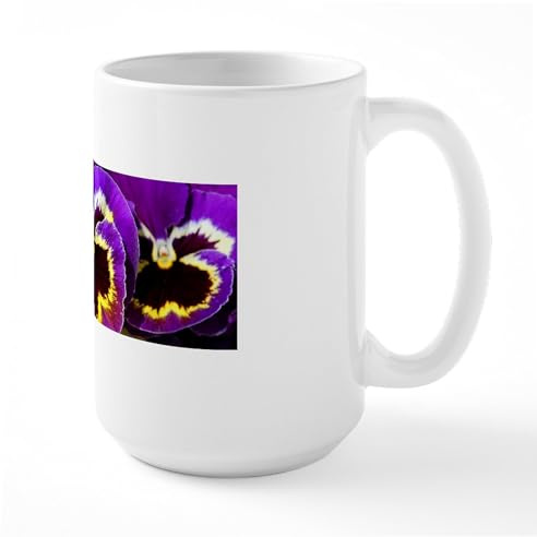 CafePress Beautiful Purple Pansy Mugs 15 oz (444 ml) Ceramic Coffee Mug