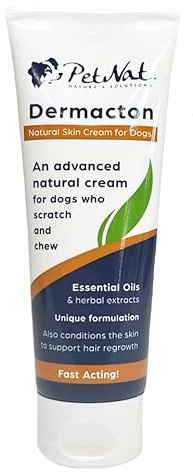 Petnat Dermacton Cream for ITCHY Dogs - Professionally recommended for itching & hair loss. Stops itching and scratching, soothes skin & promotes hair regrowth naturally