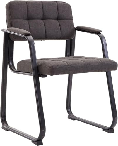 CLP Silla con Reposabrazos Canada B, Acolchada de Visita, Estructura Metal Negra Mate, Conferencia, Sala de Espera de Tela, Color:Gris Oscuro