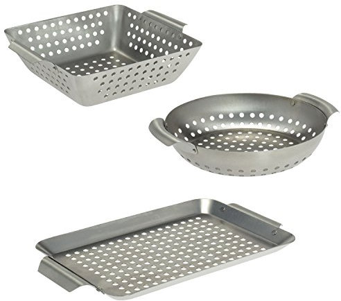 bremermann Grillkörbe 3er Set Edelstahl Grillpfanne Grillplatte