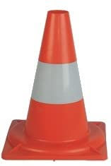 Cono segnaletico stradale In polietilene HD con fascia rifrangente. (Altezza 33 cm.)