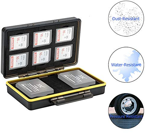 JJC Estuche para Tarjetas de memorias: 6 Tarjetas SD SDHC SDXC + 2 baterías(para Fuji Fujifilm NP-W126 NP-W126S Batería Compatible con X-T3 X-T30 X-T100 X-H1 X100F X-Pro2 X-Pro1 X-T2 X-T20 X-T10 X-E3