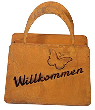 Bornhöft Tasche zum Bepflanzen Windlicht Beetdeko Metall Rost Gartendeko 27cm x 32cm Edelrost rostige Deko für den Garten